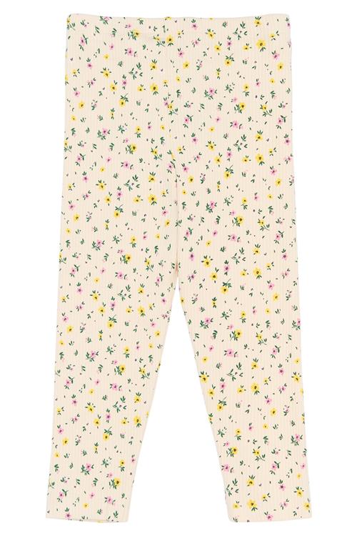 The New Siblings Selma Rib-leggings Gardenia Aop  Gardenia AOP-86 cm  Creme  86 cm  Piger