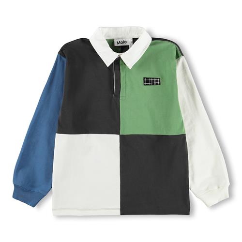 Molo GOTS Relz Langærmet Poloshirt Check Mix  Check Mix 104 cm  Grøn  104 cm  Drenge