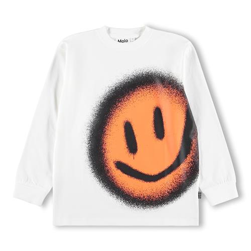 Molo GOTS Rube Langærmet T-shirt Bouncy Smile  Bouncy Smile 104 cm  Hvid  104 cm  Drenge