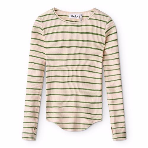 Molo GOTS Rochelle Langærmet Top Cloud Green Stripe  Cloud Green Stripe 134/140 cm  Beige  134/140 cm  Piger