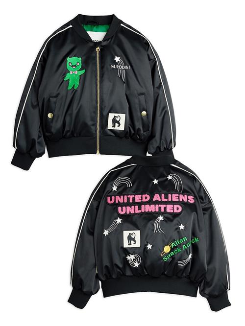 Mini Rodini United Aliens Unlimited Baseballjakke I Satin Black  Black 92/98 cm  Sort  92/98 cm  Drenge, Piger