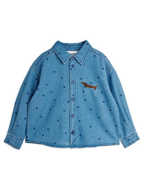 Mini Rodini Dots Denim-skjorte Blue  Blue 104/110 cm  Blå  104/110 cm  Drenge, Piger