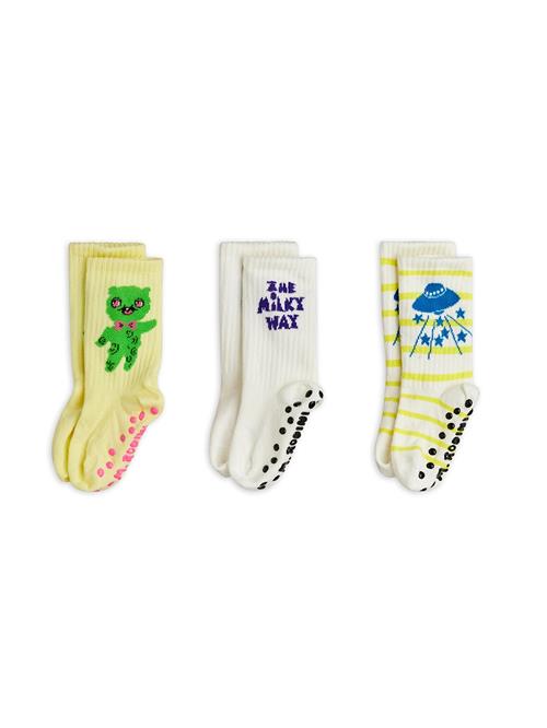 Mini Rodini The Milky Way 3-pak Skridsikre Sokker Multi  Multi 28-31 EU  Gul  28-31 EU  Drenge, Piger