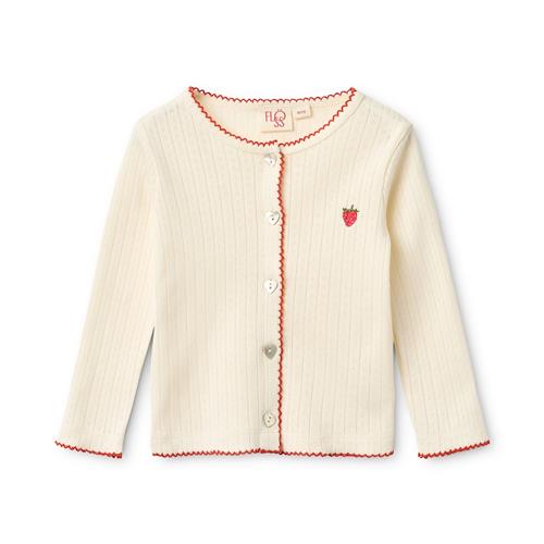 Flöss Flora Pointelle Cardigan Gentle Cream  Gentle Cream 116 cm  Creme  116 cm  Piger