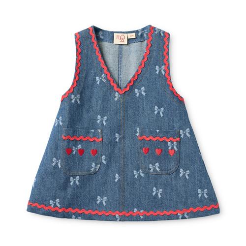 Flöss Eva Kjole Denim Blue Bow  Denim Blue Bow 92 cm  Blå  92 cm  Piger