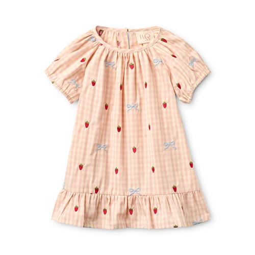 Flöss Dolly Kjole Med Sløjfe Berry Bow Gingham  Berry Bow Gingham 116 cm  Lyserød  116 cm  Piger