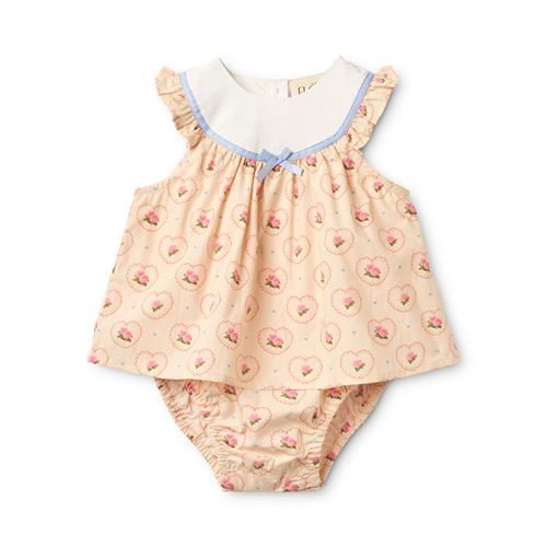 Flöss Berta Romper Rosy Heart  Rosy Heart 74 cm  Lyserød  74 cm  Piger