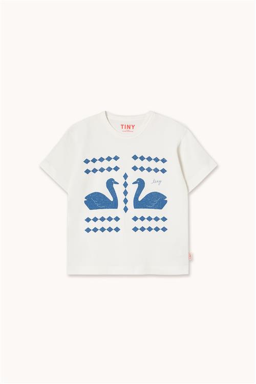 Tinycottons Swans Diamonds Graphic T-shirt Off-white  Off-White 6 Y  Hvid  6 år  Piger