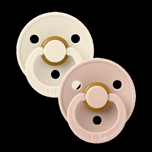 BIBS Colour 2-pak Runde Latex-sutter Ivory Blush  Ivory Blush 18+ months  Hvid  18+ måneder  Drenge, Piger