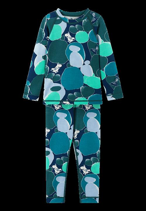 Reima Moomin Trivsam Termisk Basislag-sæt Dark Teal  Dark Teal-92 cm Uld Blå  92 cm  Drenge, Piger