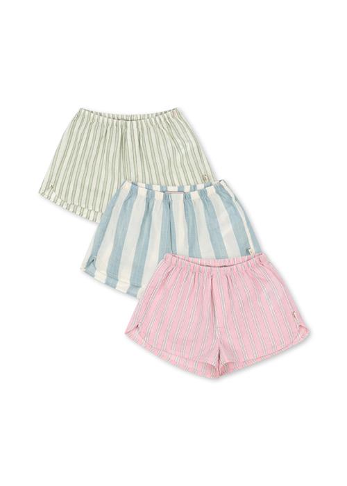 Konges Sløjd GOTS Asli 3-pak Shorts Basil Orchid Bleu Stripe  Basil Orchid Bleu Stripe 12 months  Blå  12 måneder  Piger