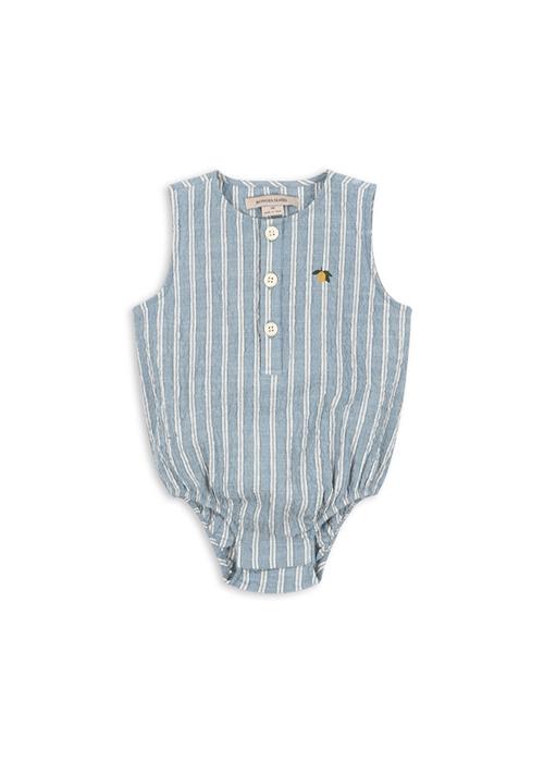 Konges Sløjd GOTS Elliot Romper Trio Bleu Stripe  Trio Bleu Stripe 3 months  Blå  3 måneder  Drenge
