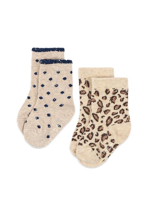 Konges Sløjd Leo And Dot 2-pak Glitter Jacquard-strømper Leo Dot  Leo Dot 22-24 EU  Brun  22-24 EU  Piger
