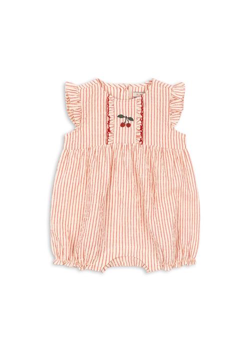 Konges Sløjd GOTS Ellie Romper Med Flæser Amour Stripe  Amour Stripe 9 months  Rød  9 måneder  Piger