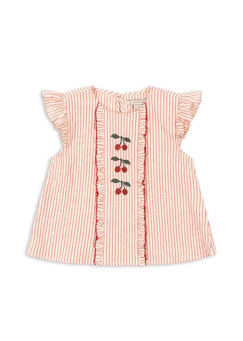 Konges Sløjd GOTS Ellie Frill Top Amour Stripe  Amour Stripe 12 months  Rød  12 måneder  Piger