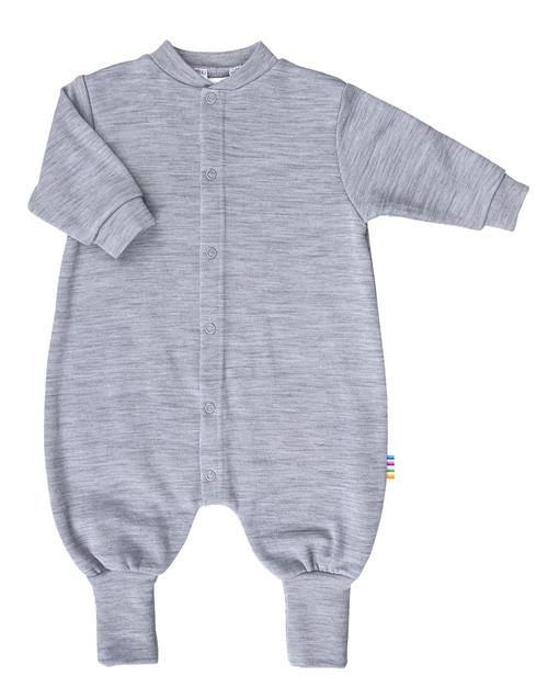 Joha Uld 2 I 1 Fod-jumpsuit Lt. Grey Melange  Lt. Grey Melange-70 cm Uld Grå  70 cm  Drenge, Piger