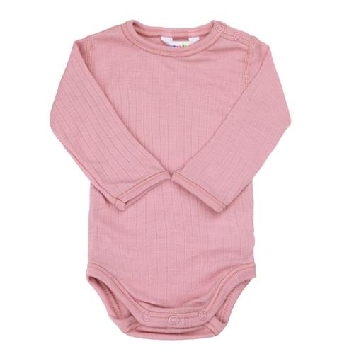 Joha Basic Langærmet Body I Uld Old Rose  Old Rose-100 cm Uld Lyserød  100 cm  Piger