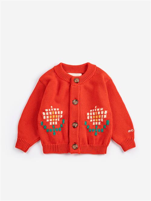 Bobo Choses Pixel Daisy Cardigan Red  Red 6 months  Rød  6 måneder  Drenge, Piger