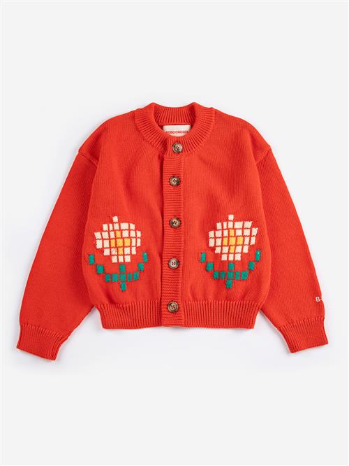 Bobo Choses Pixel Daisy Cardigan Red  Red 8-9 Y  Rød  8-9 år  Drenge