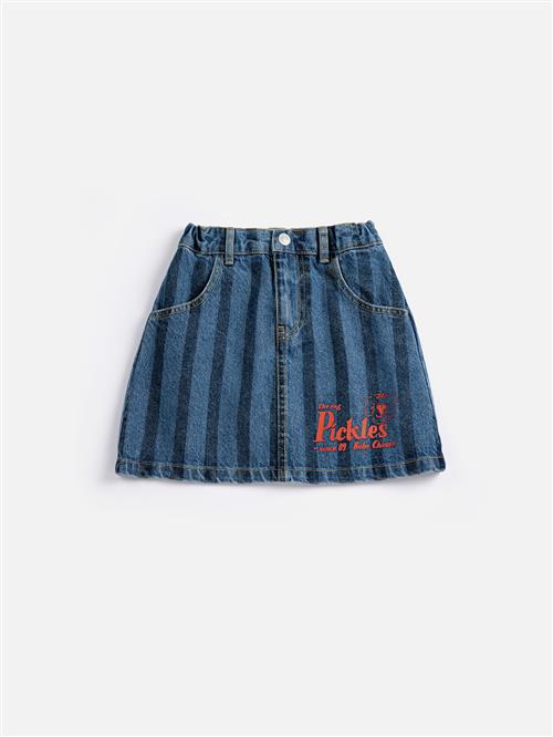 Bobo Choses Pickles The Dog Denim Nederdel Navy Blue  Navy Blue 10-11 Y  Marineblå  10-11 år  Piger