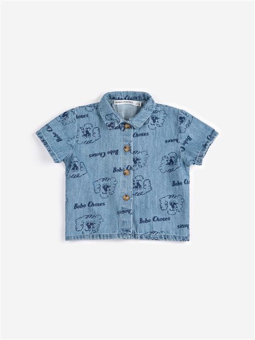 Bobo Choses Pickles The Dog All Over Denim-skjorte Light Blue  Light Blue 9 months  Blå  9 måneder  Drenge, Piger