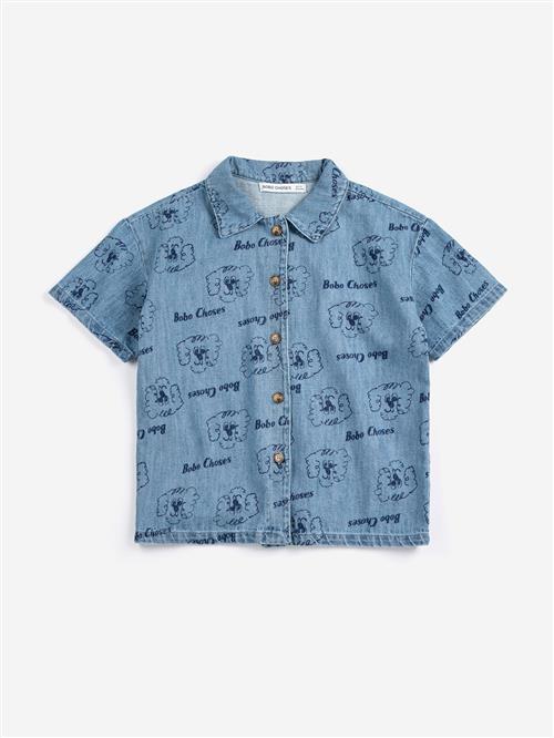 Bobo Choses Pickle The Dog All Over Denim-skjorte Prussian Blue  Prussian Blue 8-9 Y  Blå  8-9 år  Drenge