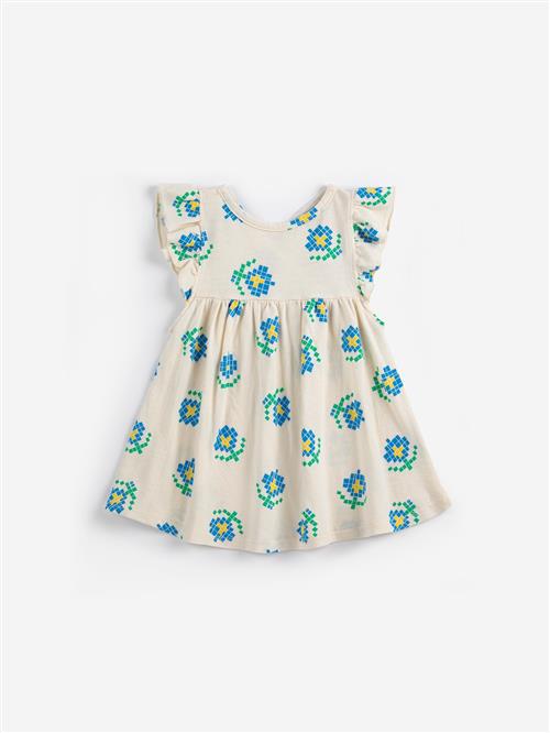 Bobo Choses Pixel Flowers All Over Kjole White  White 18 months  Hvid  18 måneder  Piger