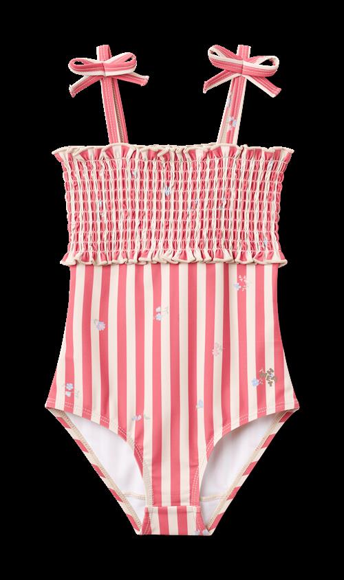 Wheat Swimsuit Selma Red Stripe Flowers Red Stripe Flowers 104 cm  Rød  104 cm  Piger