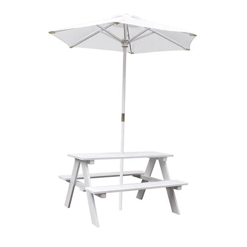 JOX Picnicbord Med Parasol White  White-Onesize  Hvid  One Size  Drenge, Piger