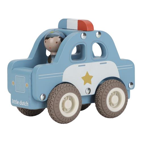 Little Dutch Politibil I Træ Blue  Blue One Size  Blå  One Size 18 M+ Drenge, Piger