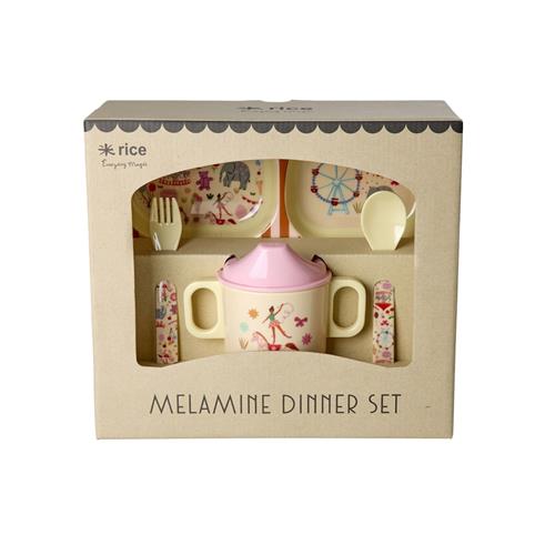 RICE Fun Fair Middagssæt Til Baby Pink  Pink  One Size  Lyserød  One Size  Drenge, Piger