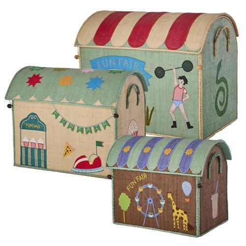 RICE Fun Fair 3-pak Raffia-opbevaringshus Blue  Blue One Size  Blå  One Size  Drenge, Piger