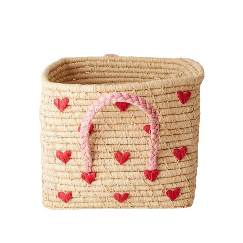 RICE Hearts Raffia-opbevaringskurv Nature  Nature One Size  Creme  One Size  Drenge, Piger