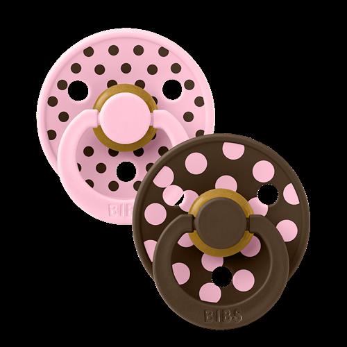BIBS Studio Colour Polka 2-pak Runde Latex-sutter Baby Pink Mocha  Baby Pink Mocha 6+M  Lyserød  6+ måneder  Piger