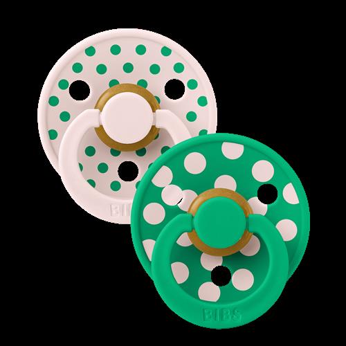 BIBS Studio Colour Polka 2-pak Runde Latex-sutter Petal Cactus  Petal Cactus 6+M  Grøn  6+ måneder  Drenge, Piger