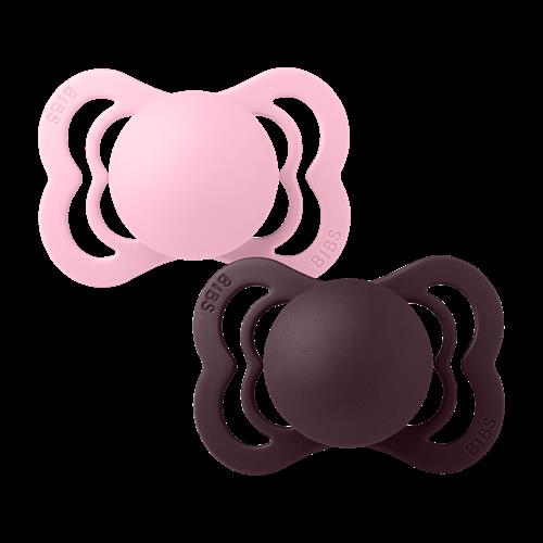 BIBS Supreme 2-pak Symmetriske Silikonesutter Baby Pink Plum  Baby Pink Plum 6+M  Lyserød  6+ måneder  Piger