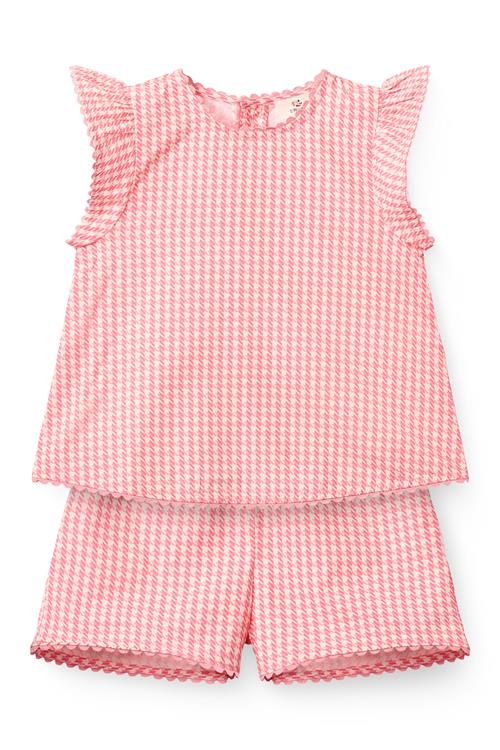 Copenhagen Colors GOTS Houndstooth-sæt Pink Houndstooth Mini  Pink Houndstooth Mini 86 cm  Lyserød  86 cm  Piger