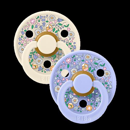 BIBS Liberty Colour 2-pak Runde Latex-sutter Chloe Meadow Ivory Mix Chloe Meadow Ivory Mix 6+M  Hvid  6+ måneder  Drenge, Piger