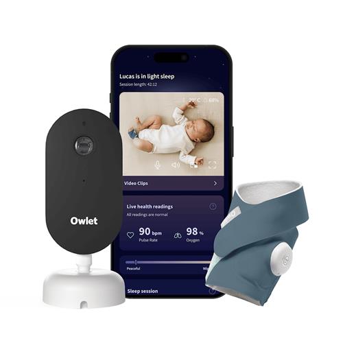 Owlet Dream Sight Duo Alt I Én Smart Babyovervågning Med Sok Og 2K HD-kamera Bedtime Blue  Bedtime Blue One Size  Blå  One Size  Drenge, Piger