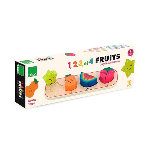 Vilac Four Fruits Puslespil Med 10 Brikker Multi  Multi  One Size  Rød  One Size 18-24 m Drenge, Piger