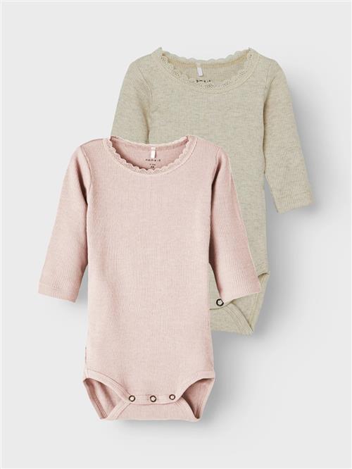 Name It 2-pak Baby Bodys Peyote Melange  Peyote Melange 68 cm  Lyserød  68 cm  Piger