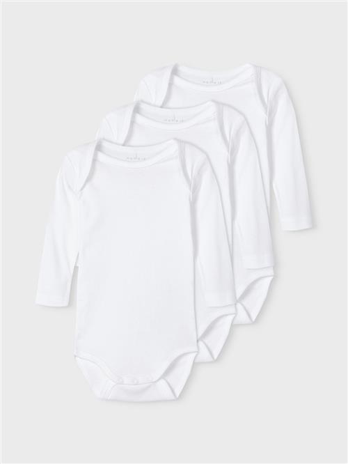 Name It Solid 3-pak Baby Bodys Bright White  Bright White 92 cm  Hvid  92 cm  Drenge, Piger