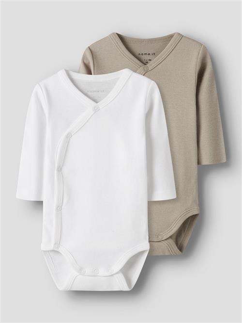 Name It Solid 2-pak Baby Bodys Pure Cashmere  Pure Cashmere 68 cm    68 cm  Drenge, Piger