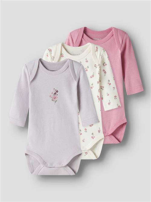 Name It Flower 3-pak Baby Bodys Jet Stream  Jet Stream 86 cm    86 cm  Piger