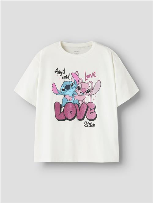 Name It Stitch T-shirt Cloud Dancer  Cloud Dancer 146/152 cm  Hvid  146/152 cm  Piger