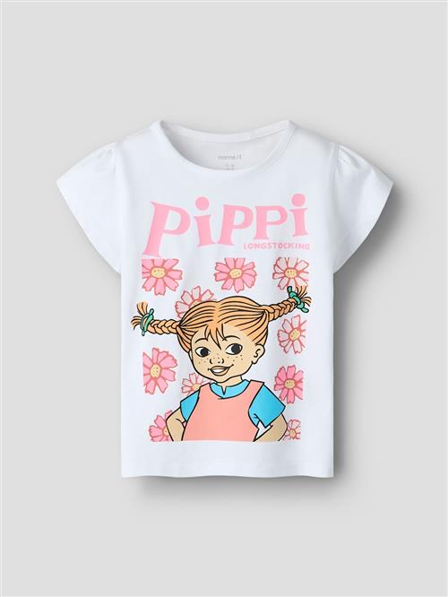 Name It Pippi T-shirt Bright White  Bright White 98 cm  Hvid  98 cm  Piger