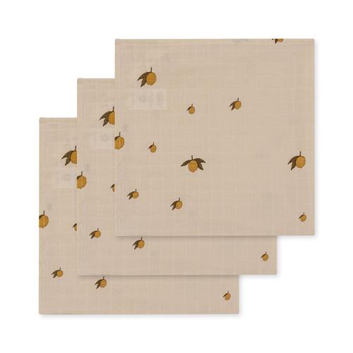 Konges Sløjd GOTS 3-pak Muslin-klude Lemon  Lemon One Size  Creme  One Size  Drenge