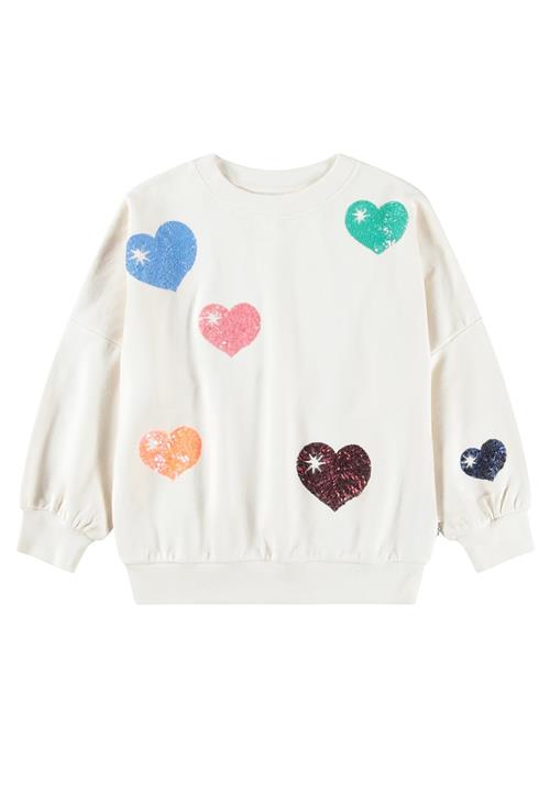 Molo GOTS Marika Sweatshirt Bubble Hearts  Bubble Hearts 152 cm  Hvid  152 cm  Piger