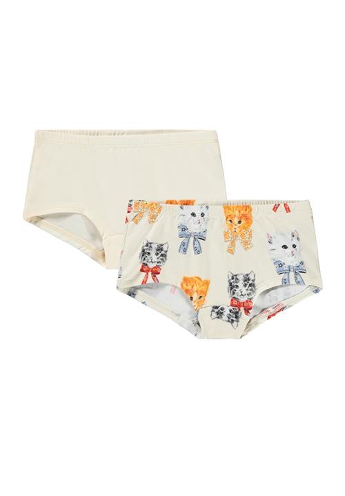 Molo GOTS Jemma 2-pak Hipsters Retro Kittens  Retro Kittens 98/104 cm  Creme  98/104 cm  Piger