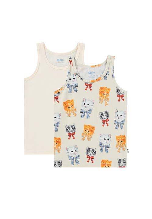 Molo GOTS Jeanie 2-Pack Tank Top Retro Kittens  Retro Kittens 146/152 cm  Creme  146/152 cm  Piger